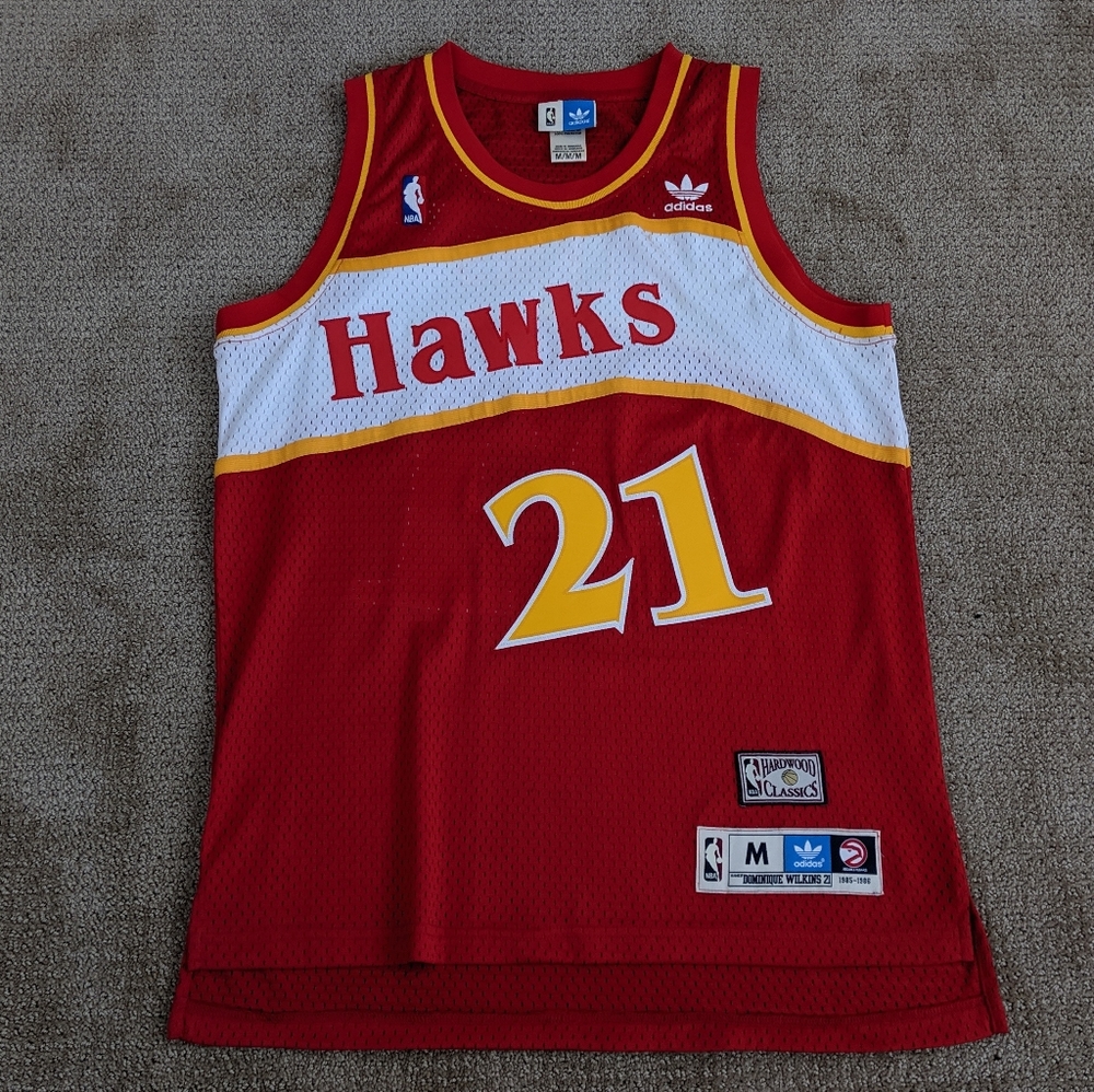 Dominique Wilkins Jersey Red Gold Mens Medium